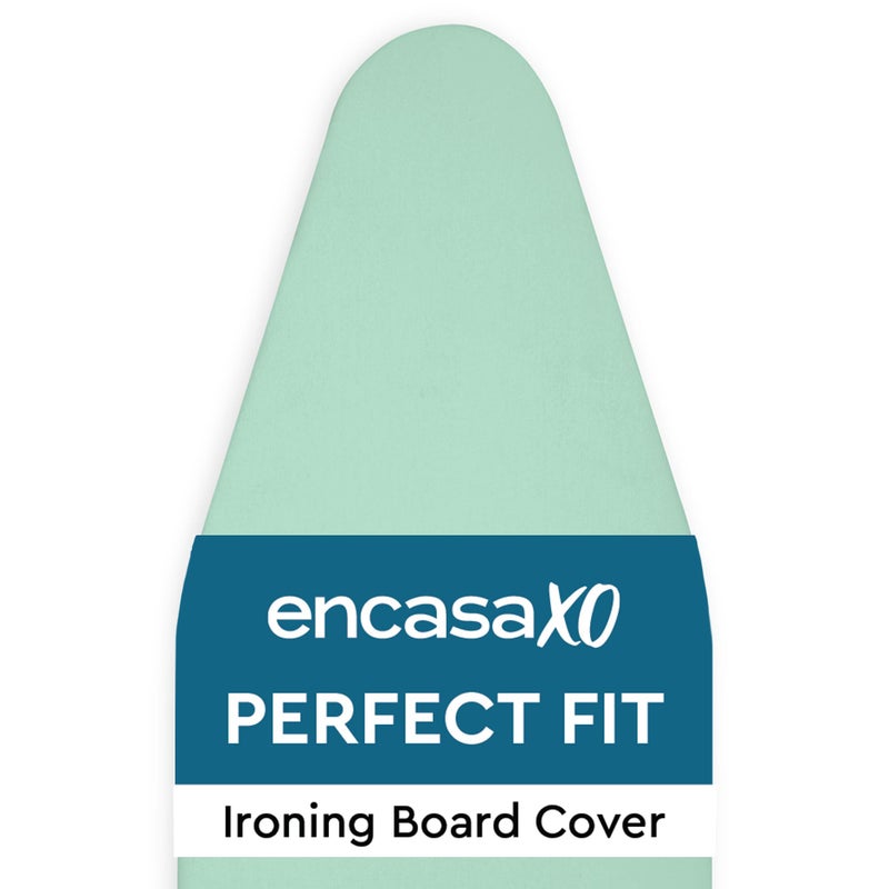 Encasa XO Ironing Board Cover and Pad 54"x15" - 4mm Felt Large Iron Board Cover with Padding - Heat Resistant, Stain-Safe Dye, Non Slip Elastic Bungee Cord Tightening Iron Table Cover Mint Green - Image 1